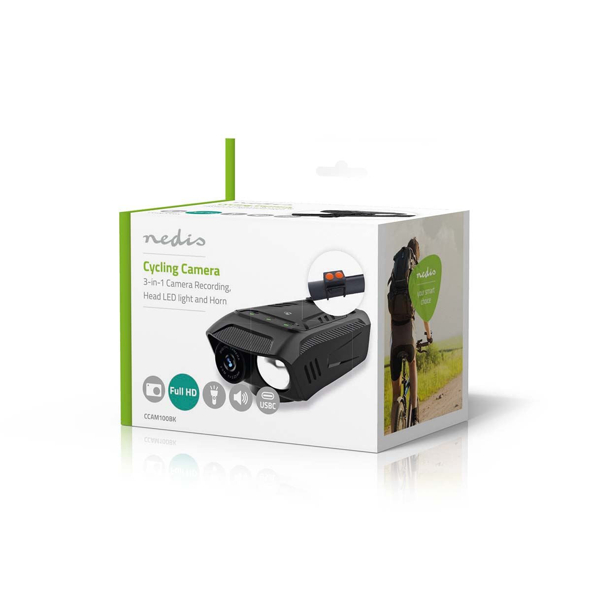 Nedis Cycling Camera | 1080p@30fps | 2 MPixel | 600 min | 70 ° | 300 min | Mounts included | Black