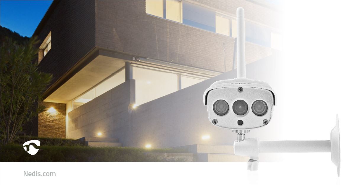 Nedis SmartLife Outdoor Camera | Wi-Fi | Full HD 1080p | IP67 | Cloud Storage (optional) / microSD (not included) | 12 V DC | With motion sensor | Night vision | White