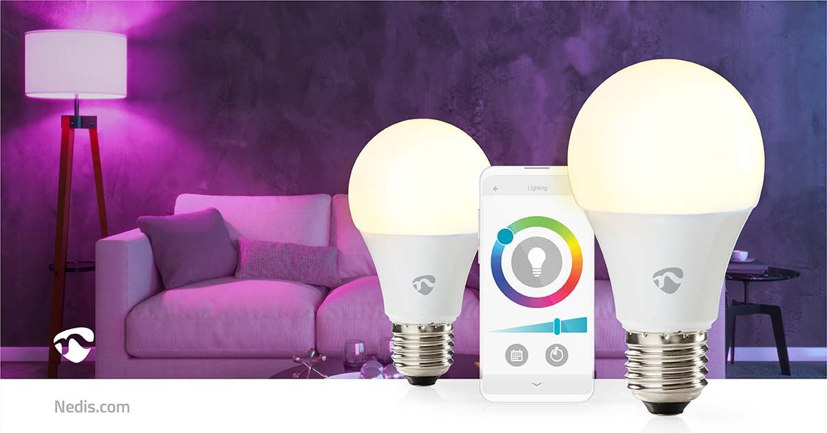 Nedis SmartLife Full Colour LED Bulb | Wi-Fi | E27 | 806 lm | 9 W | RGB / Warm to Cool White | 2700 - 6500 K | Android™ / IOS | Bulb | 2 pcs