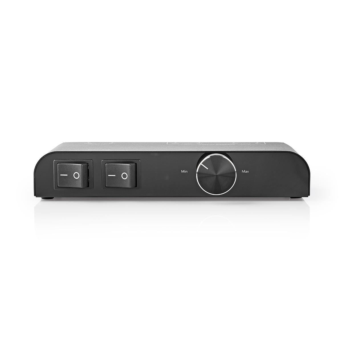 Nedis Speaker Control Switchbox | 2 port(s) | Banana | Speaker impedance: 4-16 Ohm | Maximum load per channel: 60 W | Volume control | Aluminium | Black