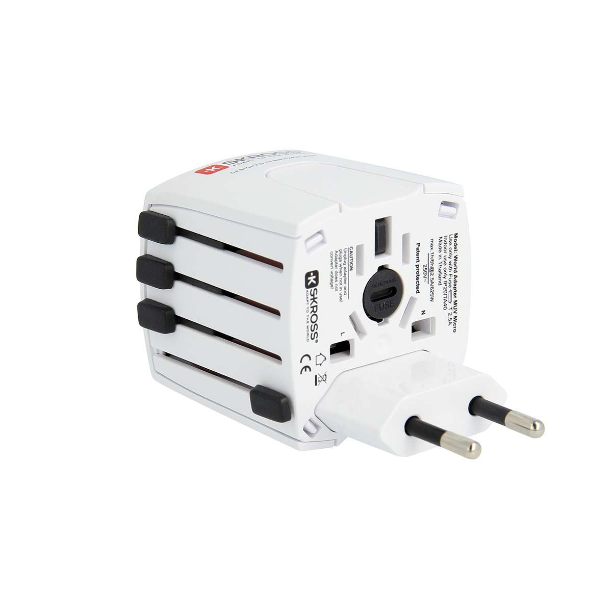 Skross SKross | MUV USB (2xA) Compact 2-pole world travel adapter with 2 integrated USB ports