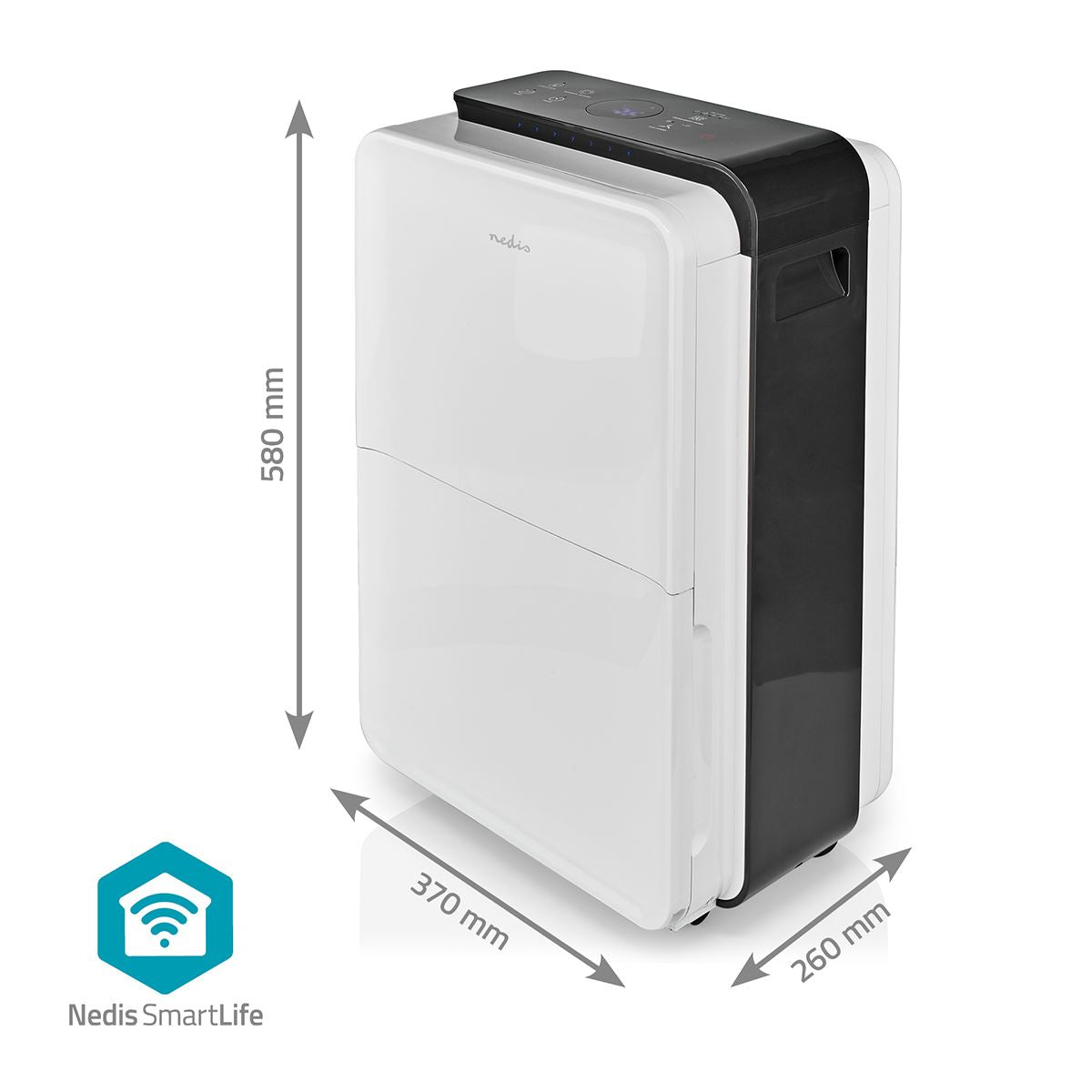 Nedis SmartLife Dehumidifier | Wi-Fi | 30 l/Day | Dehumidification / Continuous / Max+ / Dry laundry / Ventilation | Android™ / IOS | Adjustable hygrostat | 210 m³/h