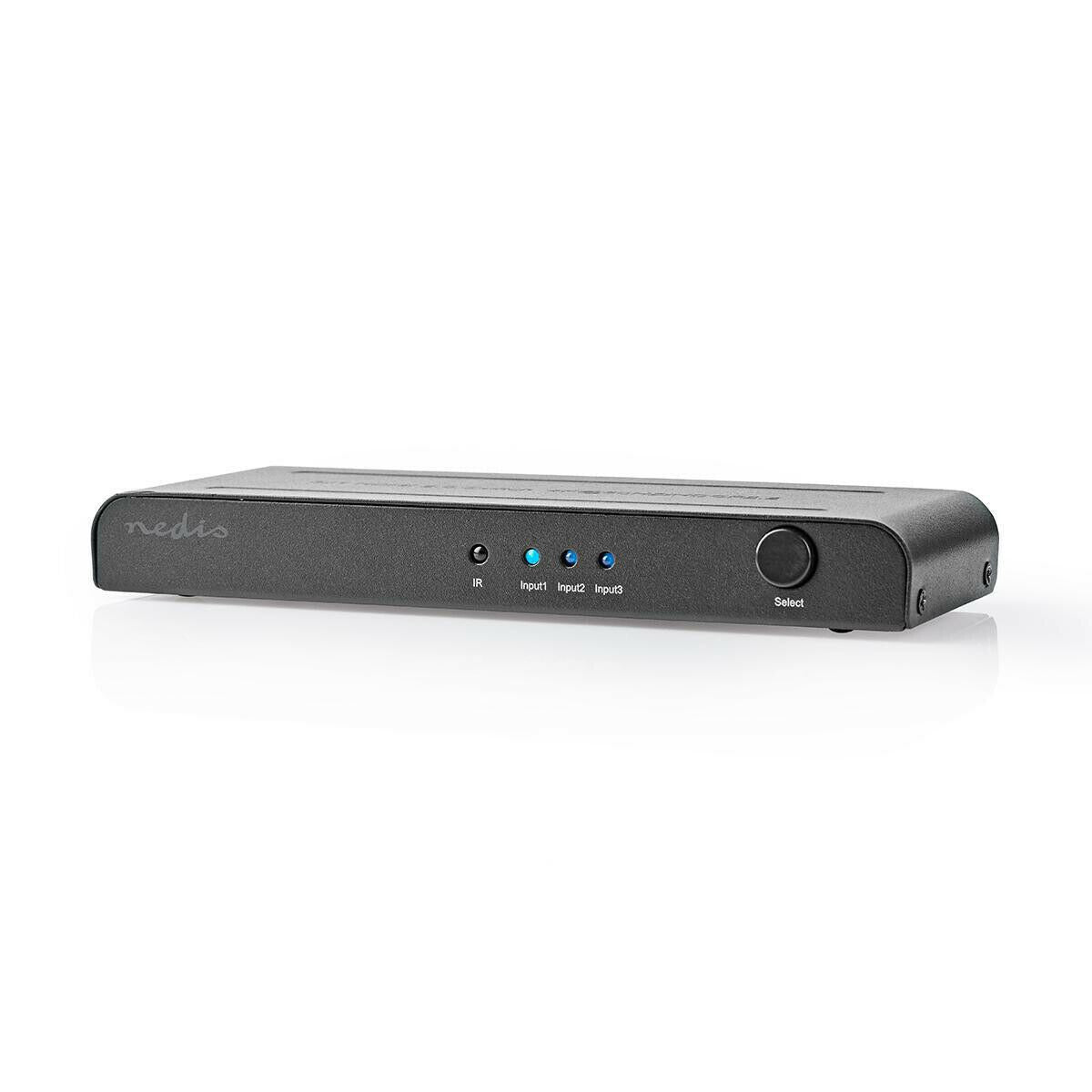 Nedis HDMI™ Switch | 3 port(s) | 3x HDMI™ Input | 1x HDMI™ Output | 4K@60Hz | 18 Gbps | Remote controlled | Metal | Anthracite
