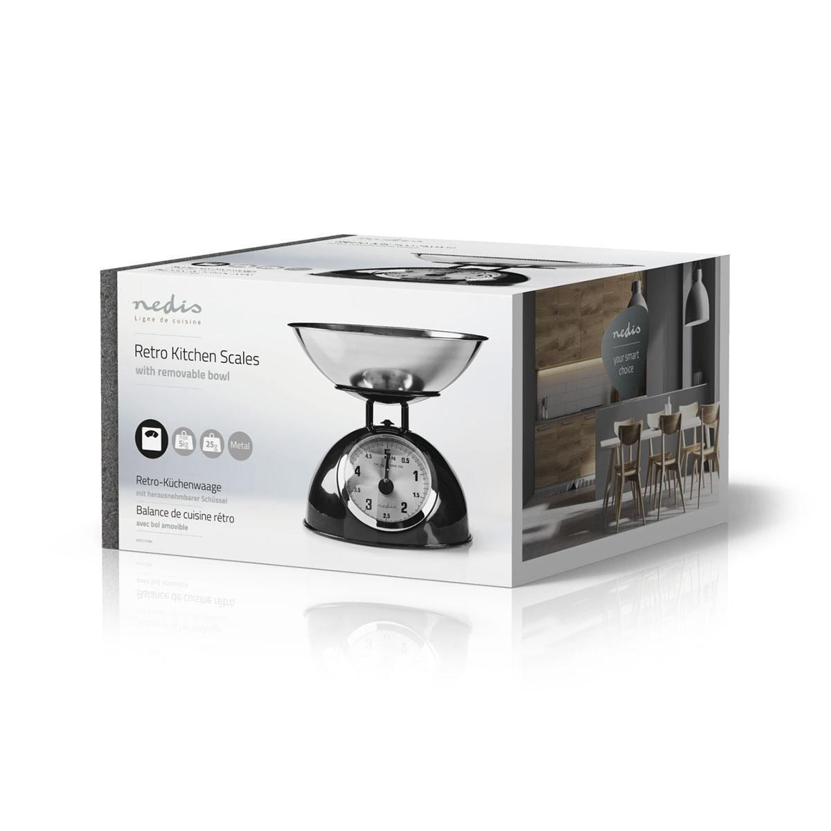 Nedis Kitchen Scales | Analog | Stainless Steel | Removable Bowl | Black