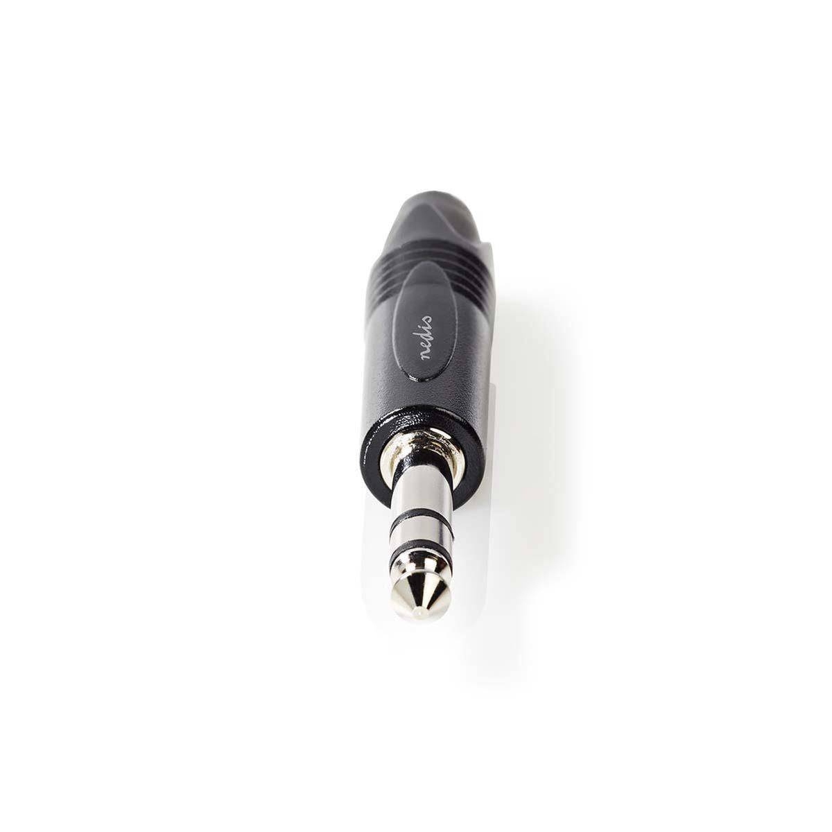 Nedis 6.35 mm Connector | Straight | Male | Nickel Plated | Solder | Cable input diameter: 6.0 mm | Aluminium | Black | Polybag | 1 pcs