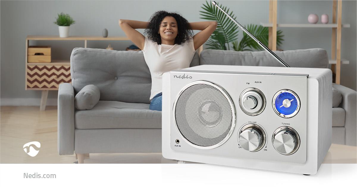Nedis FM Radio | Table Design | FM | Mains Powered | Analogue | 15 W | IP20 | White