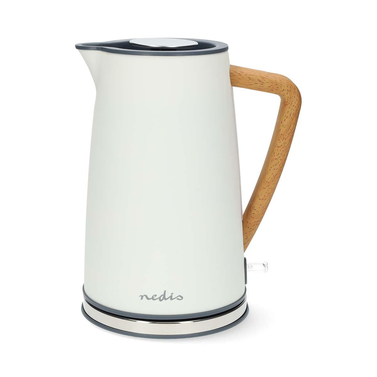Nedis Electric Kettle | 1.7 l | Soft-Touch | White | Rotatable 360 degrees | Concealed heating element | Strix® controller | Boil-dry protection