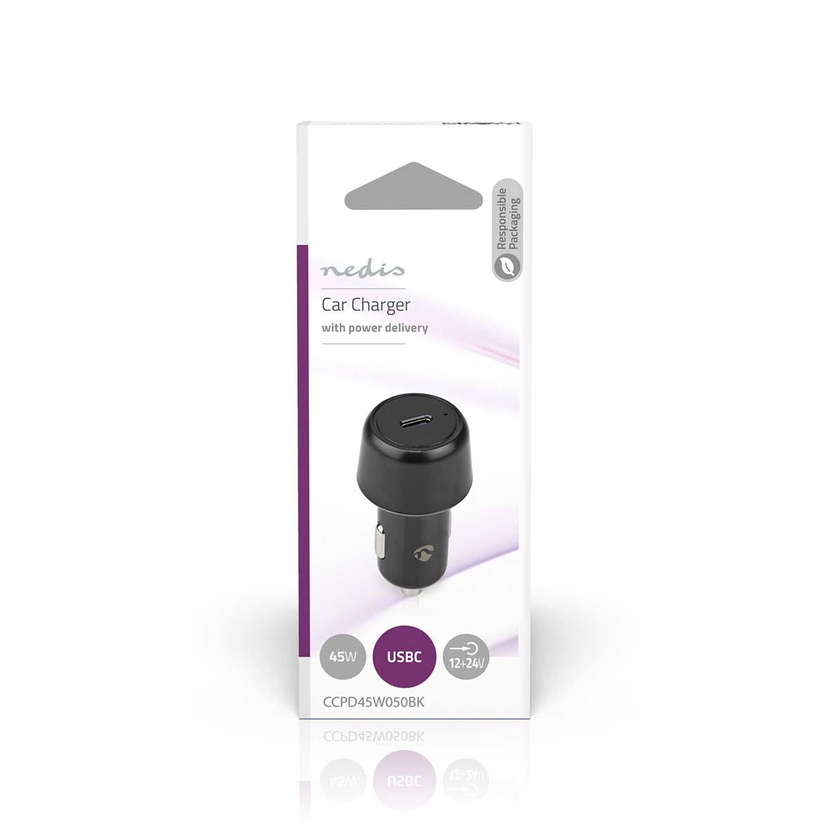 Nedis Car Charger | 45 W | 3.0 A | Number of outputs: 1 | Port type: USB-C™ | Automatic Voltage Selection