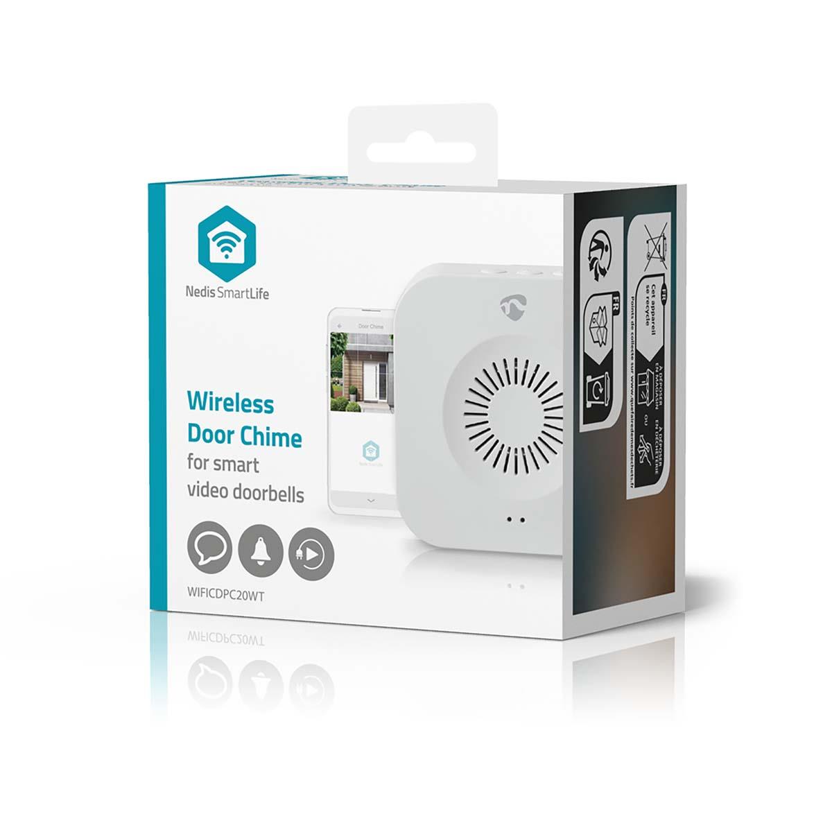 Nedis SmartLife Chime | 433 MHz | Accessory for: WIFICDP10GY / WIFICDP30WT / WIFICDP40CWT | Battery Powered / USB Powered | 4 Sounds | 4.5 V DC / 5 V DC | Adjustable volume | White