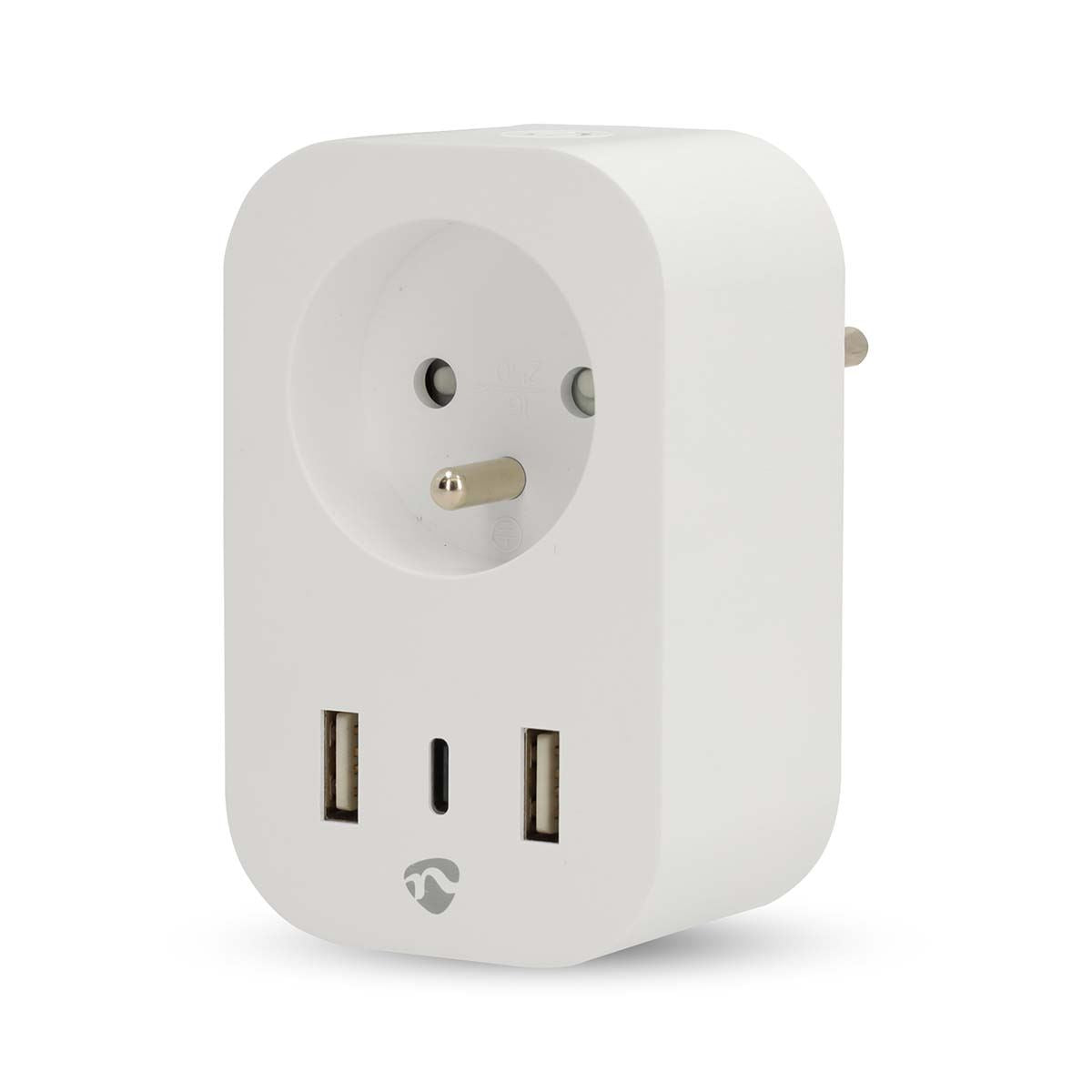 Nedis SmartLife Smart Plug | Wi-Fi | IP21 | Power meter | 3680 W | Type E (CEE 7/6) / 1x USB-C™ / 2x USB | 0 - 55 °C | Android™ / IOS | White | 1 pcs