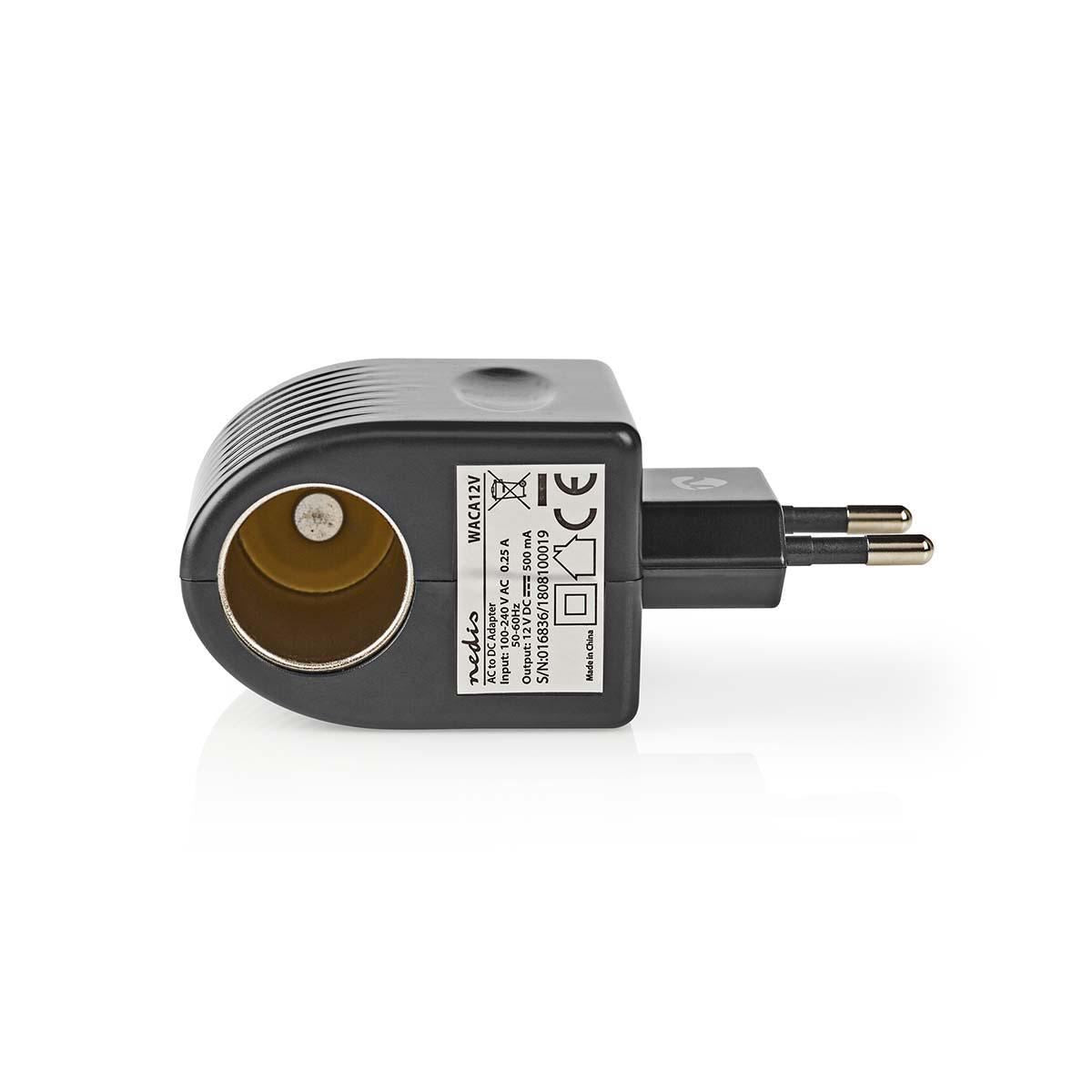 Nedis Power Socket Adapter | Type C (CEE 7/16) | 100 - 240 V AC 50/60 Hz | 12 V DC | 6 W | Mains Powered | 0.3 A | Black | Plastic