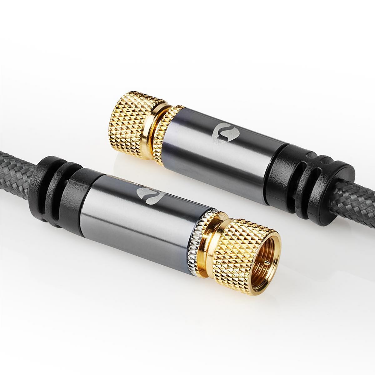 Nedis Satellite & Antenna Cable | F Male | F Male | Gold Plated | 75 Ohm | Quad Shielded | 5.00 m | Round | Cotton | Grey / Gun Metal Grey | Cover Window Box
