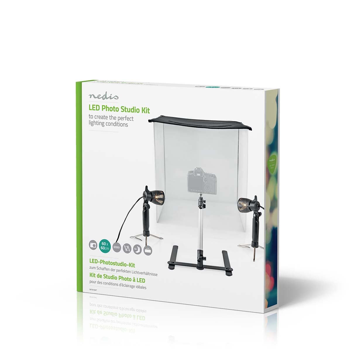 Nedis Portable Photo Studio Kit | 400 lm | Foldable | Backgrounds included | Travel bag included | Black