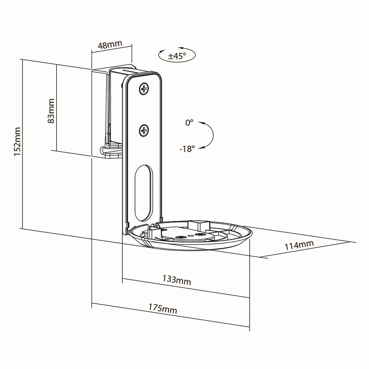 Nedis Speaker Mount | Compatible with: Sonos® Era100 | Wall | 3 kg | Swivel / Tilt | Tiltable | Rotatable | ABS / Metal | Black
