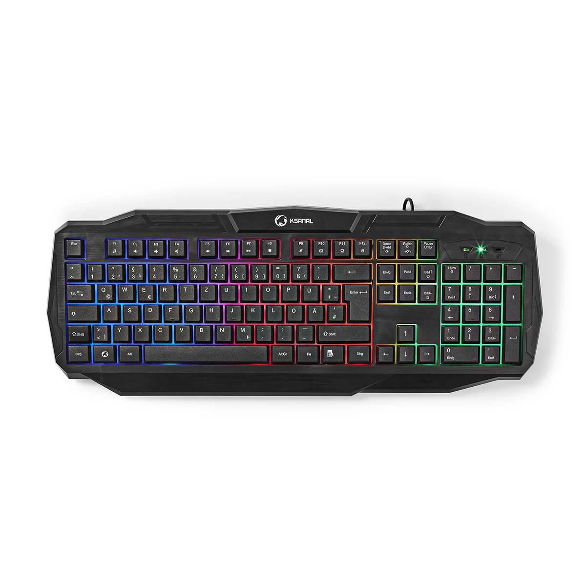 Nedis Gaming Combo Kit | 4-in-1 | Keyboard, Headset, Mouse and Mouse Pad | Black / Blue | QWERTZ | DE Layout