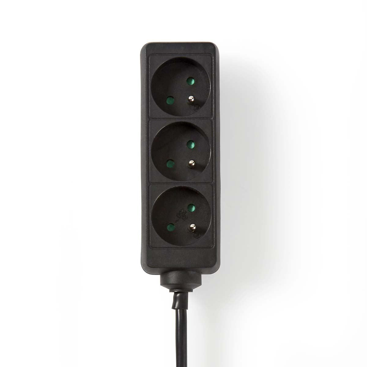 Nedis Extension Socket | Type E (CEE 7/6) | 3-Way | 5.00 m | 3680 W | 16 A | Kind of grounding: Pin Earth | 230 V AC 50/60 Hz | Socket angle: 45 ° | H05VV-F 3G1.5mm² | Black