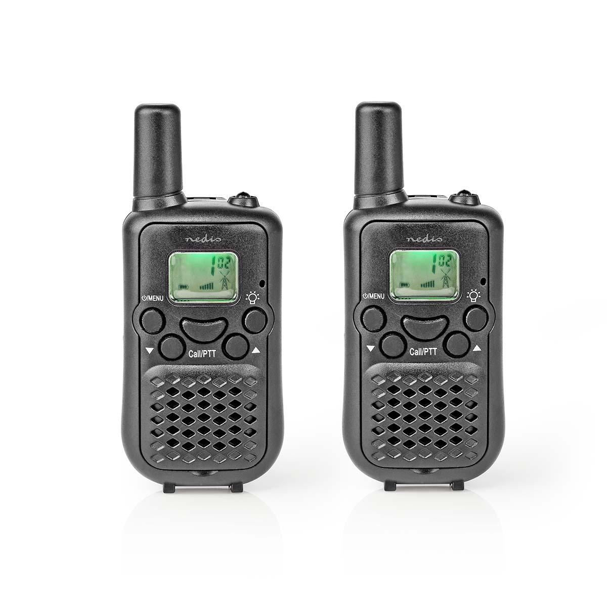 Nedis Walkie-Talkie Set | 2 Handsets | Up to 5 km | Frequency channels: 8 | PTT / VOX | up to 2.5 Hours | Black