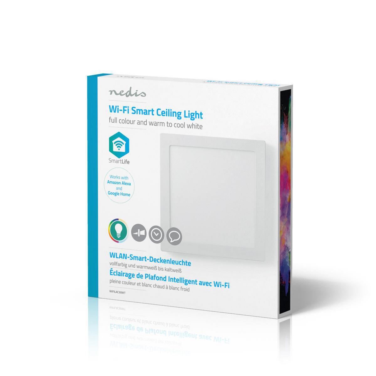Nedis SmartLife Ceiling Light | Wi-Fi | Cool White / RGB / Warm White | Square | 1400 lm | 2700 - 6500 K | IP20 | Energy class: G | Android™ / IOS