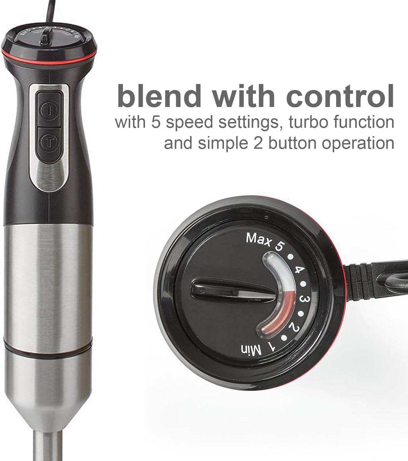 Nedis Hand Blender | 800 W | Speed settings: Variable Speed Control | Chopper | Aluminium / Black