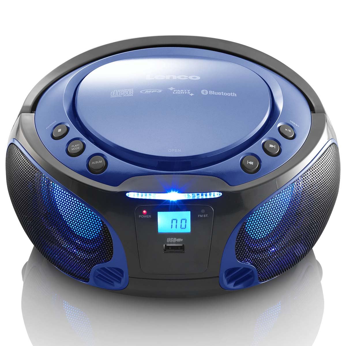 Lenco SCD-550BU Portable FM Radio CD/MP3/USB/Bluetooth® Player with LED lighting Blue