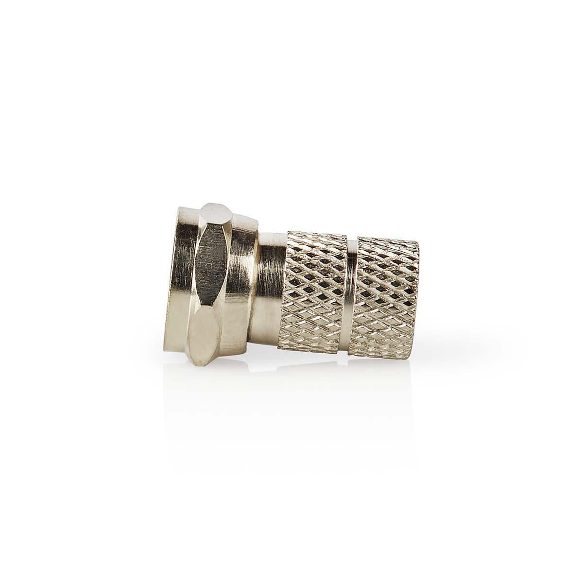 Nedis F-Connector | Straight | Male | Nickel Plated | 75 Ohm | Twist-on | Cable input diameter: 5.5 mm | Zinc Alloy | Silver | 5 pcs | Box