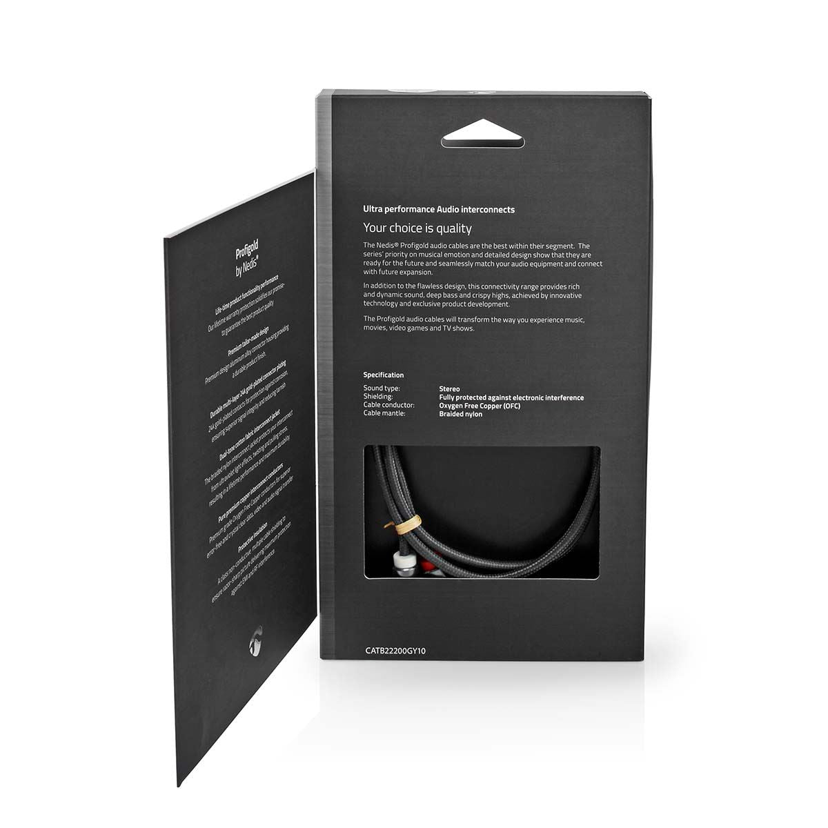 Nedis Stereo Audio Cable | 3.5 mm Male | 2x RCA Male | Gold Plated | 1.00 m | Round | Grey / Gun Metal Grey | Cover Window Box