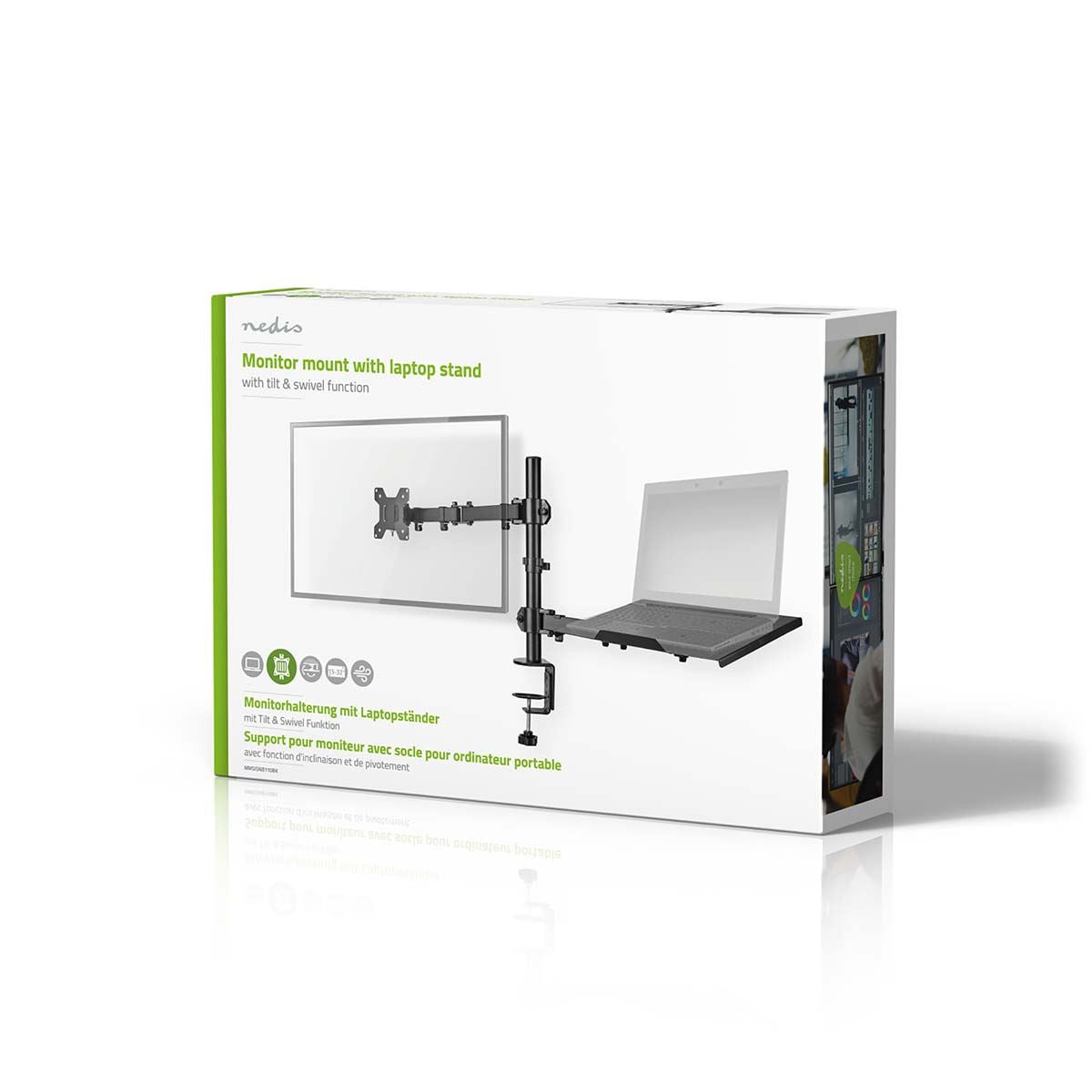Nedis Desk Monitor Mount | Notebook | 1 Screen | 15 - 32 " | 75x75 / 100x100 | Interactive