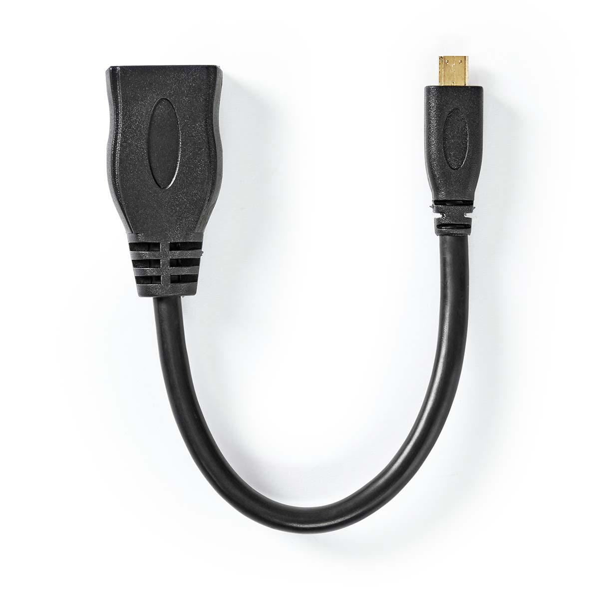Nedis High Speed HDMI™ Cable with Ethernet | HDMI™ Micro Connector | HDMI™ Output | 4K@30Hz | 10.2 Gbps | 0.20 m | Round | PVC | Black | Envelope