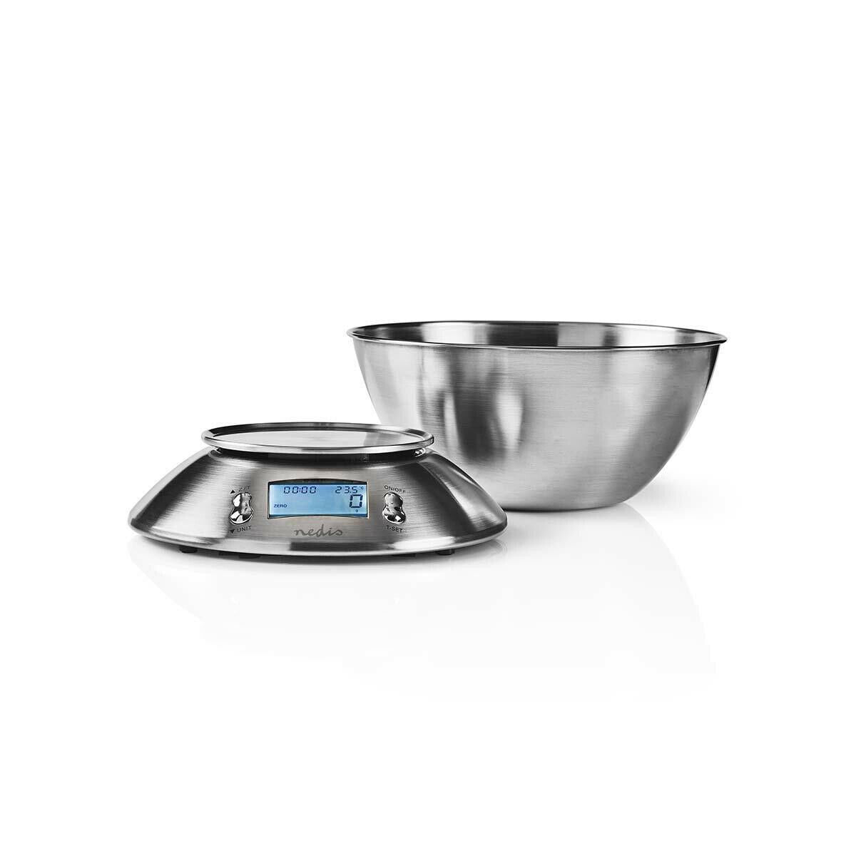 Nedis Kitchen Scales | Digital | Stainless Steel | Timer function | Thermometer function | Removable Bowl | Silver