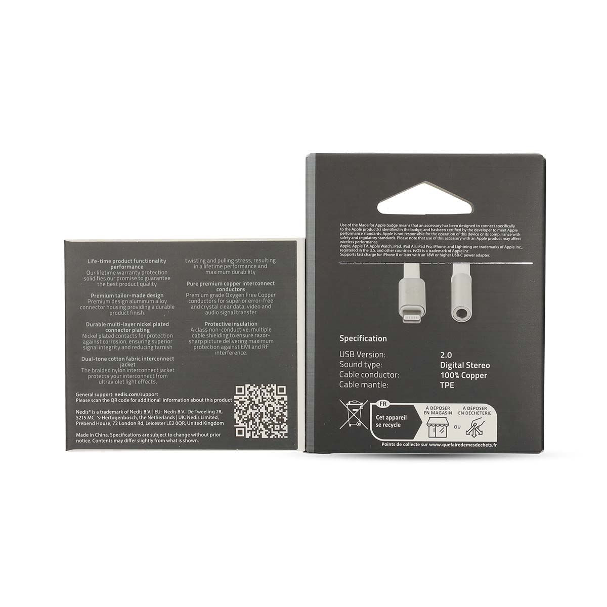 Nedis Lightning Adapter | Apple Lightning 8-Pin | 3.5 mm Female | Gold Plated | 0.15 m | Round | Aluminium