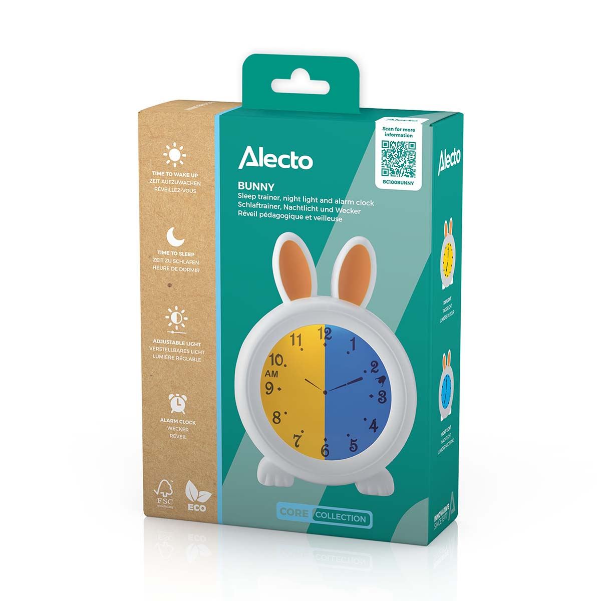 Alecto BC100BUNNY | Sleep Trainer & Night Lamp Light / Alarm Clock - Rabbit