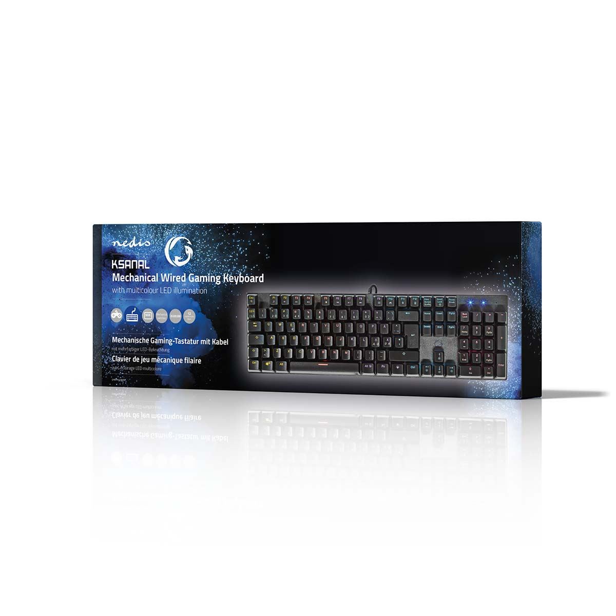 Nedis Wired Gaming Keyboard | USB Type-A | Mechanical Keys | LED | QWERTY | ND Layout | USB Powered | Power cable length: 1.50 m | Gaming