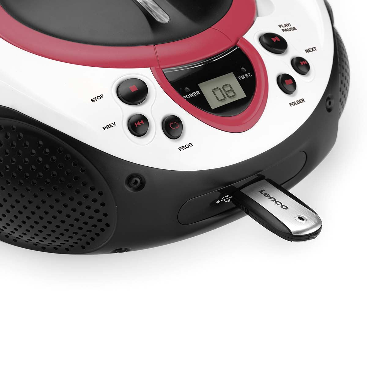Lenco Portable FM Radio CD and USB player Pink
