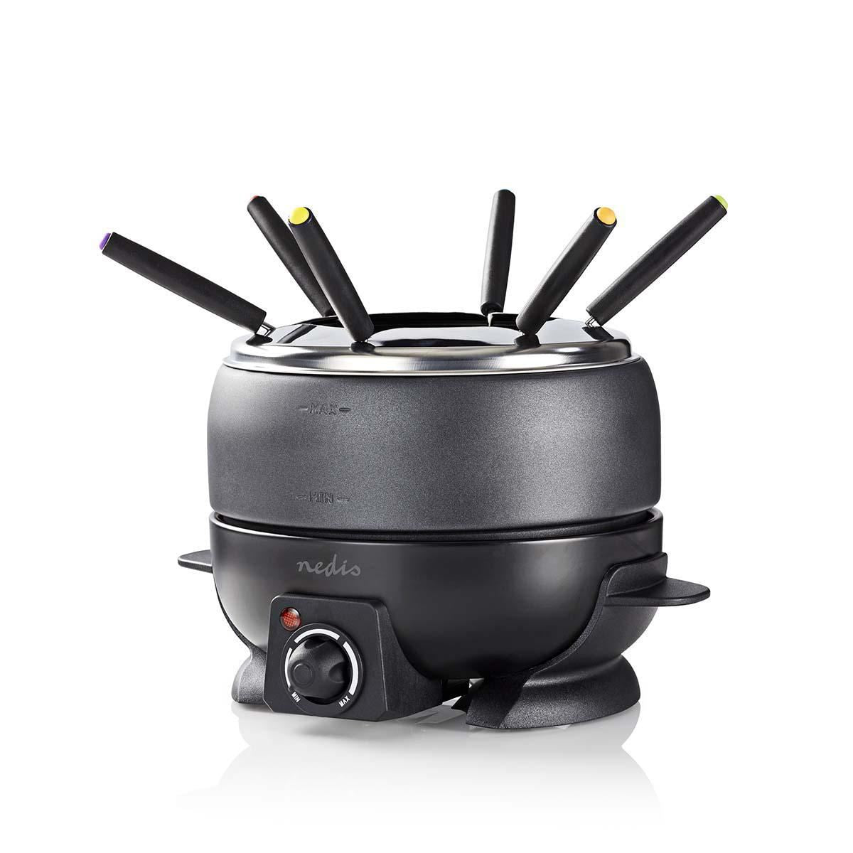 Nedis 2.3L Electric Fondue Set with 6 Forks and Adjustable Temperature