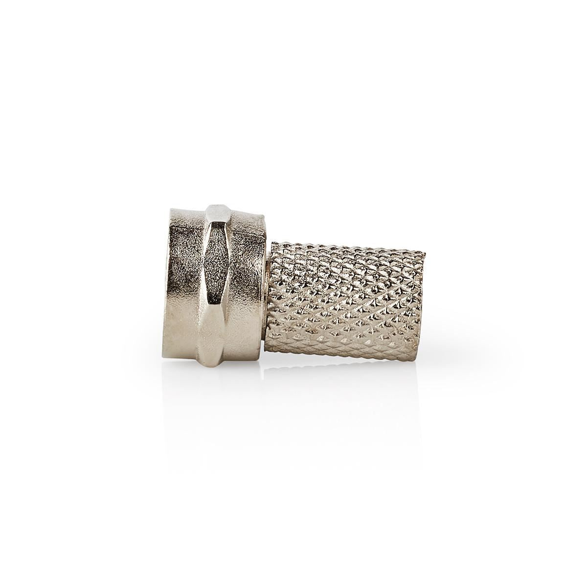 Nedis F-Connector | Straight | Male | Nickel Plated | 75 Ohm | Twist-on | Cable input diameter: 7.5 mm | Zinc Alloy | Silver | 25 pcs | Polybag