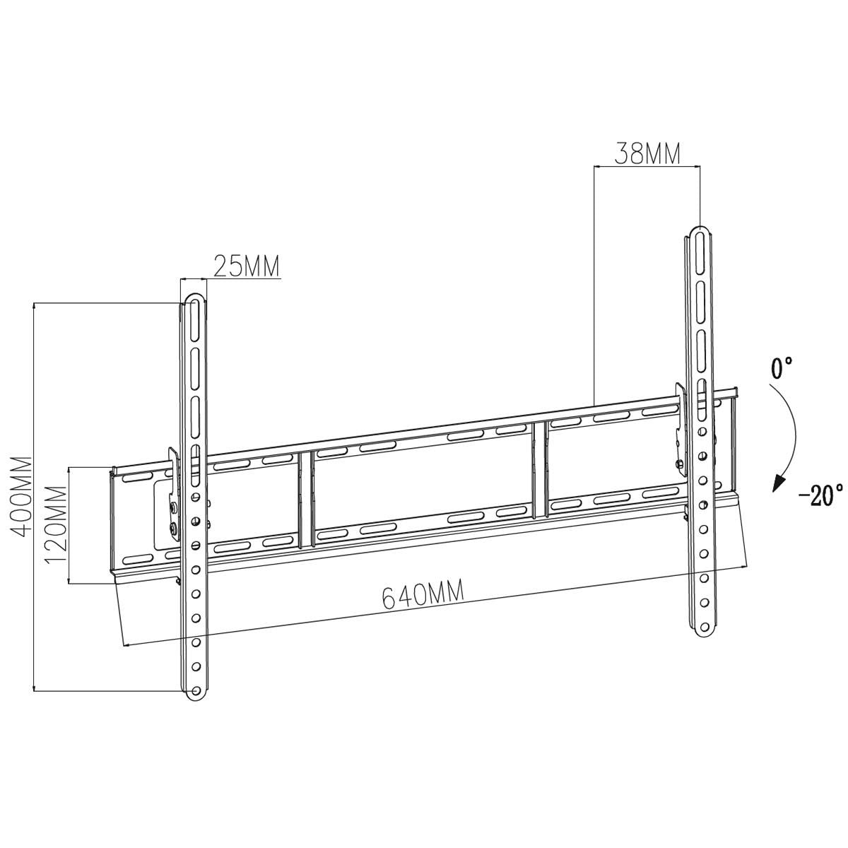 Nedis Tiltable TV Wall Mount | 37 - 70 " | Maximum supported screen weight: 35 kg | Tiltable: 20 ° | Minimum wall distance: 38 mm | Steel | Black