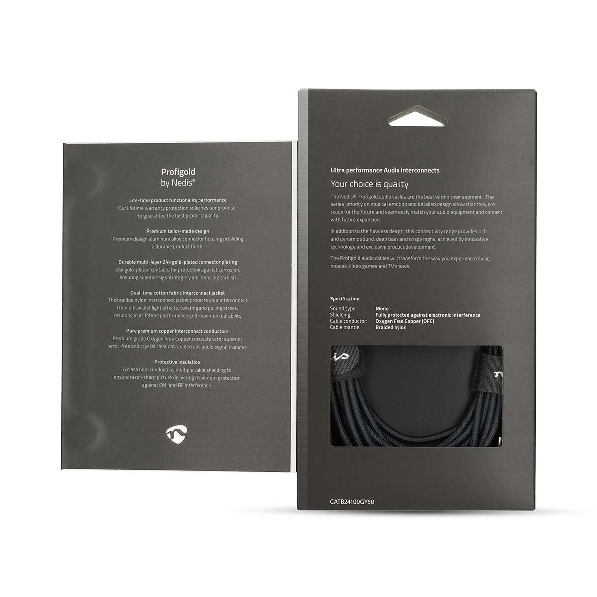 Nedis Subwoofer Cable | RCA Male | RCA Male | Gold Plated | 5.00 m | Round | 4.5 mm | Anthracite / Gun Metal Grey | Cover Box