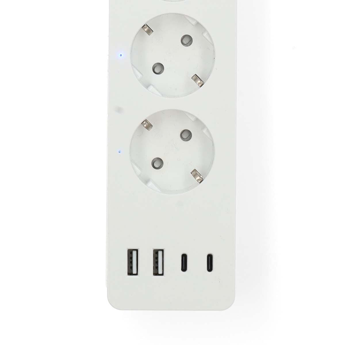 Nedis SmartLife Power Strip | Wi-Fi | 2x USB-A / 2x USB-C™ / 4x plug with earth contact (CEE 7/3) | 16 A | 3680 W | 2.00 m | 0 - 55 °C | Android™ / IOS | White