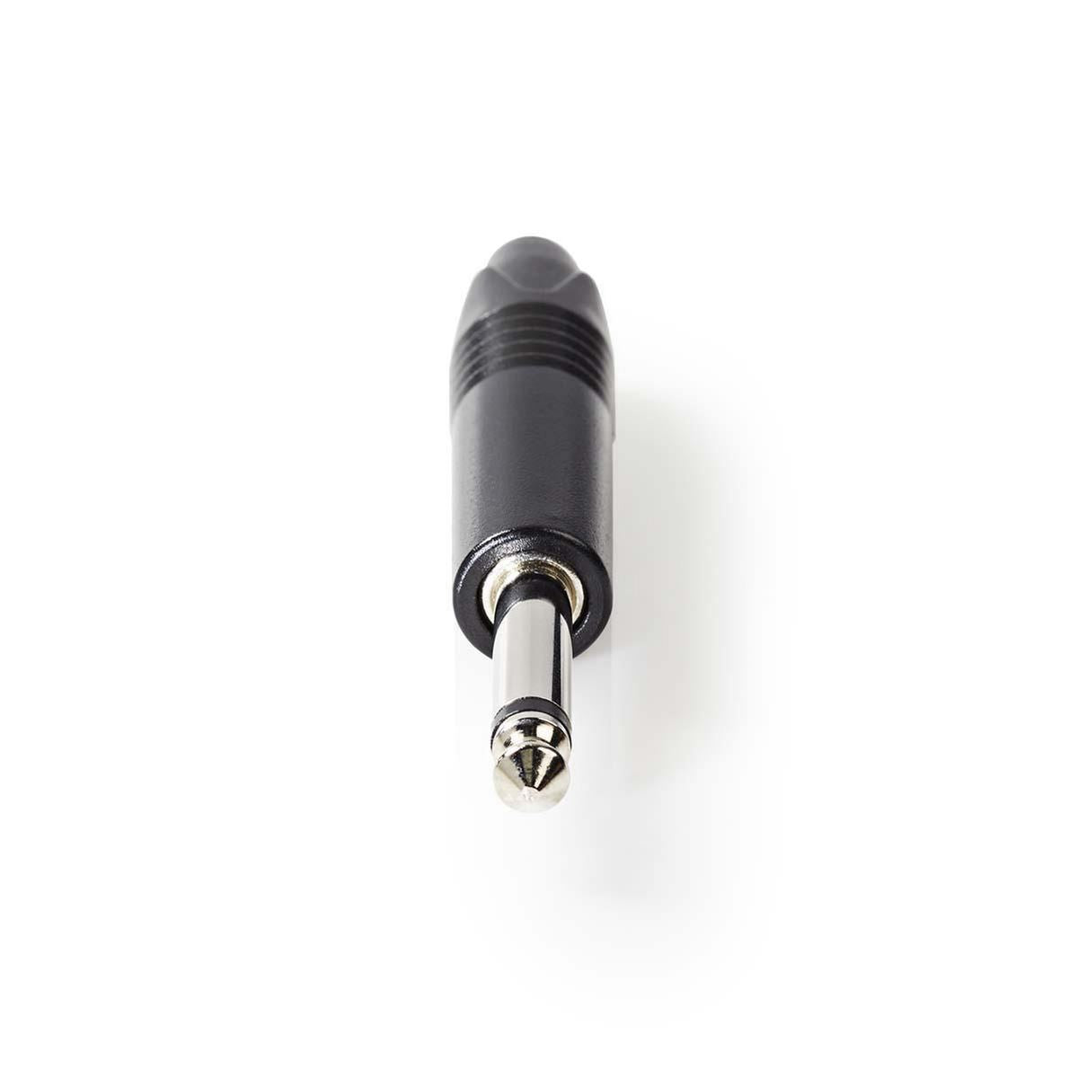 Nedis 6.35 mm Connector | Straight | Male | Nickel Plated | Solder | Cable input diameter: 6.0 mm | Aluminium | Black | Polybag | 1 pcs