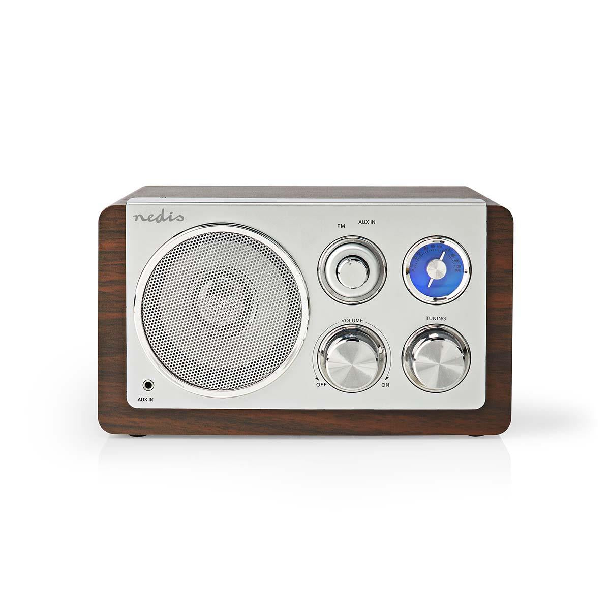 Nedis FM Radio | Table Design | FM | Mains Powered | Analogue | 15 W | IP20 | Brown