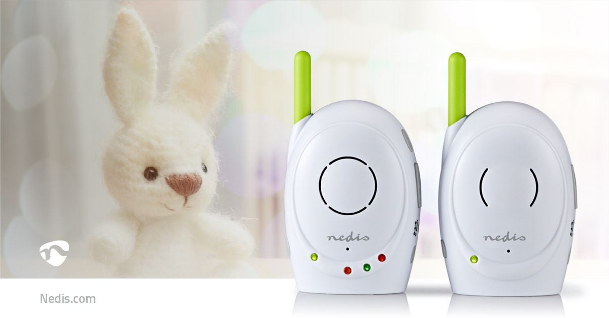 Nedis Baby Monitor | FHSS (Frequency-Hopping Spread Spectrum) | With talk back function | Range: 300 m | Battery Powered / Mains Powered | Green / White