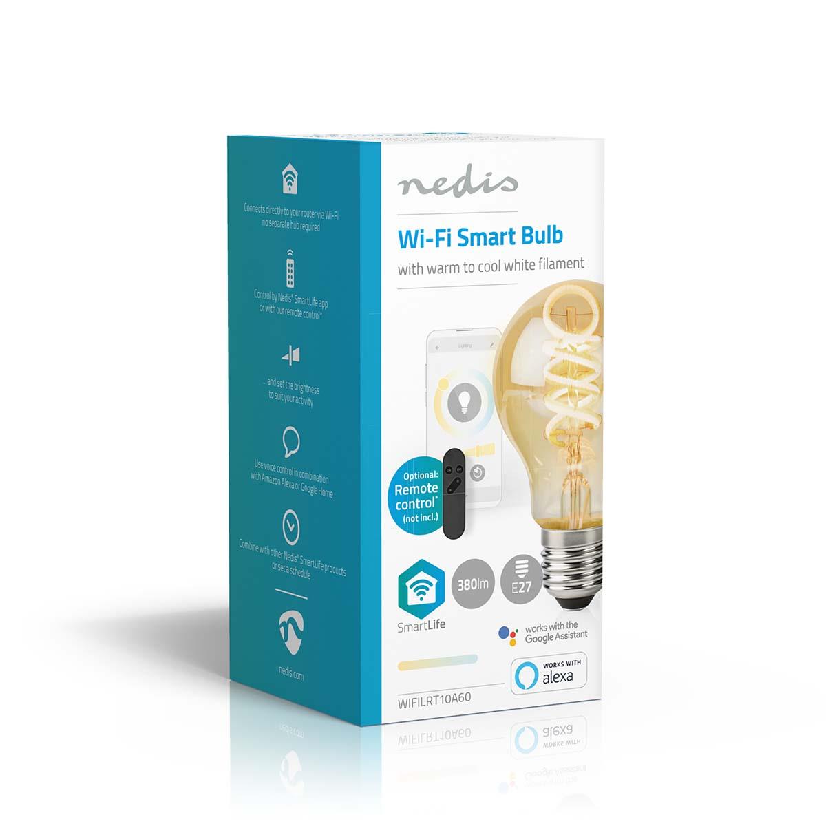 Nedis SmartLife LED Filament Bulb | Wi-Fi | E27 | 360 lm | 4.9 W | Warm to Cool White | 1800 - 6500 K | Glass | Android™ / IOS | Bulb | 1 pcs