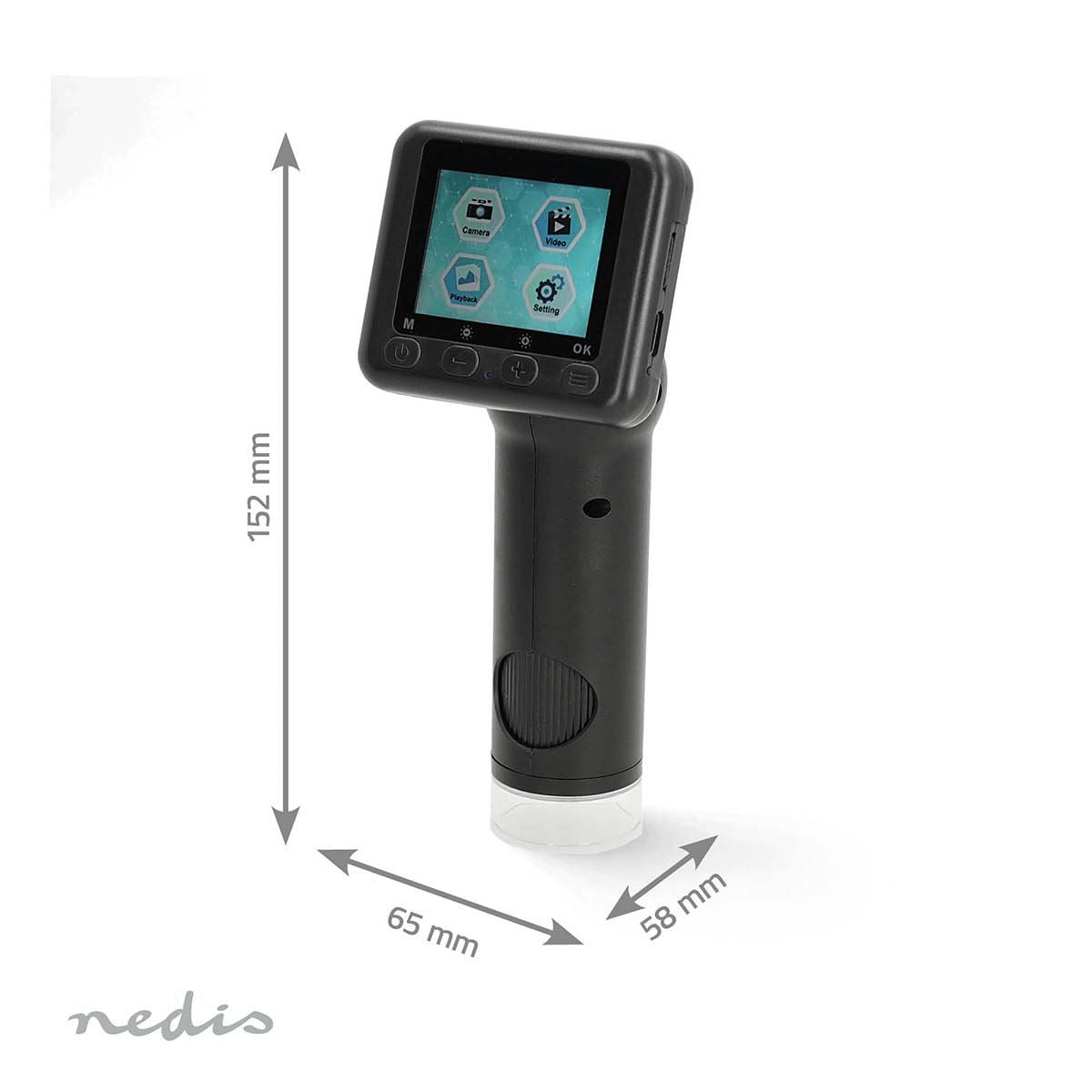 Nedis Microscope Camera | Maximum battery play time: 5 hrs | Built-in microphone | 1080P | up to 48MP | 2”Inch Screen | Black