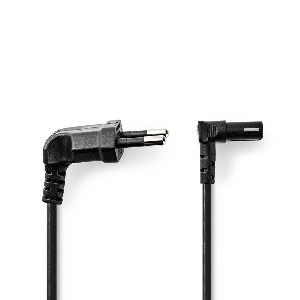Nedis Power Cable | Euro Male | IEC-320-C1 | Angled | Angled 90° | Nickel Plated | 5.00 m | Flat | PVC | Black | Label