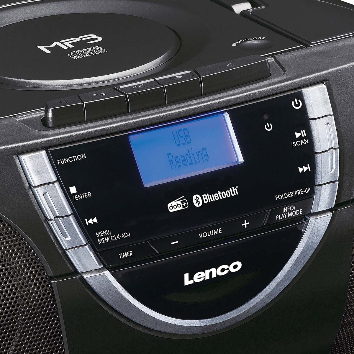 Lenco Portable DAB+ and FM Radio with CD Cassette and Bluetooth Black