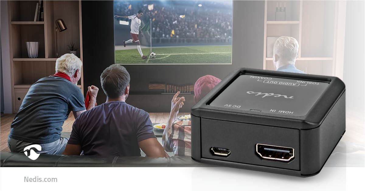 Nedis Digital Audio Converter | 1-way | Connection input: DC Power / HDMI™ Input | Connection output: 1x Coax Audio / 1x TosLink Female | Automatic | Anthracite
