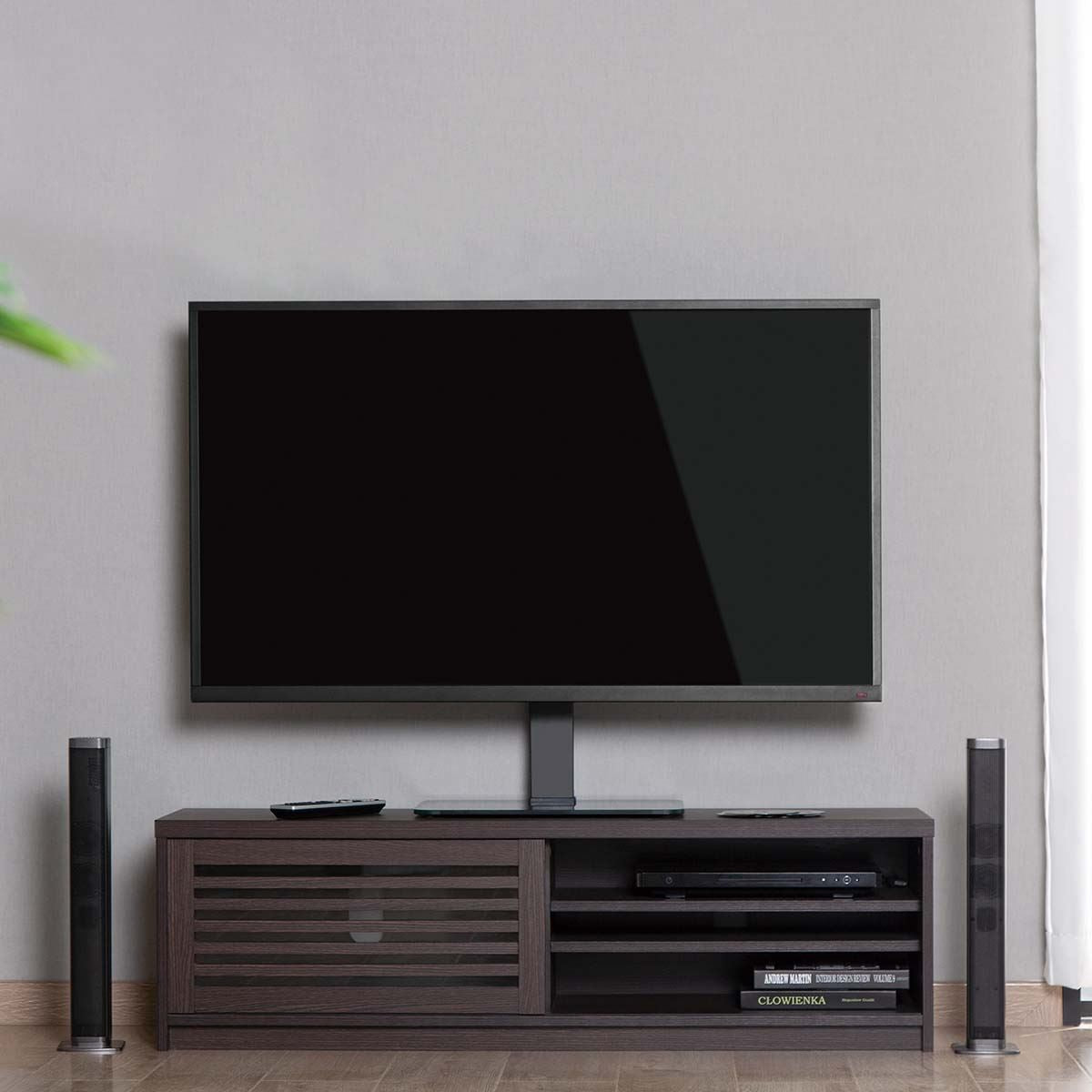 Nedis Fixed TV Desk Stand | 37 - 70 " | Maximum supported screen weight: 40 kg | Adjustable pre-fixed heights | Steel / Tempered Glass | Black