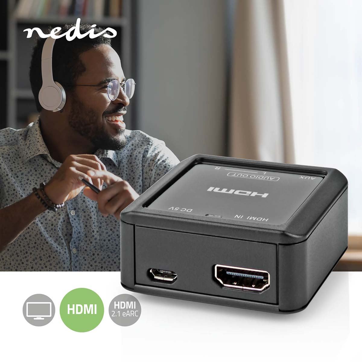 Nedis Digital Audio Converter | 1-way | Connection input: HDMI™ Input | Connection output: 2x (2x RCA Female) / 3.5 mm | Automatic | Anthracite