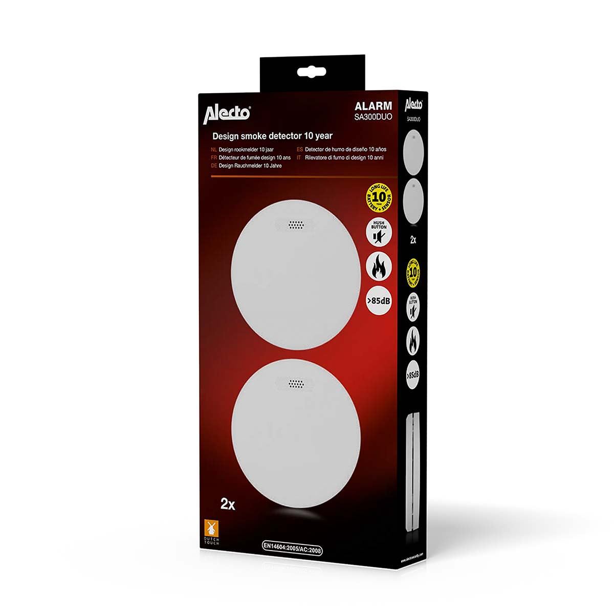 Alecto SA300 DUO Design smoke detector with 10 year battery - 2 pack
