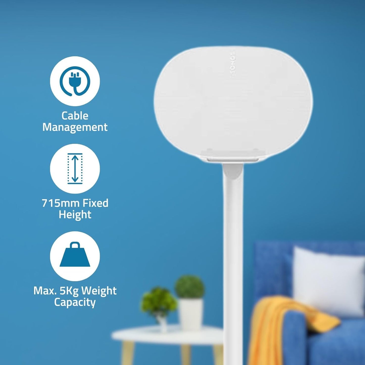Nedis Speaker Mount | Compatible with: Sonos® Era300 | Stand | 5 kg | Fixed | ABS / Metal | White